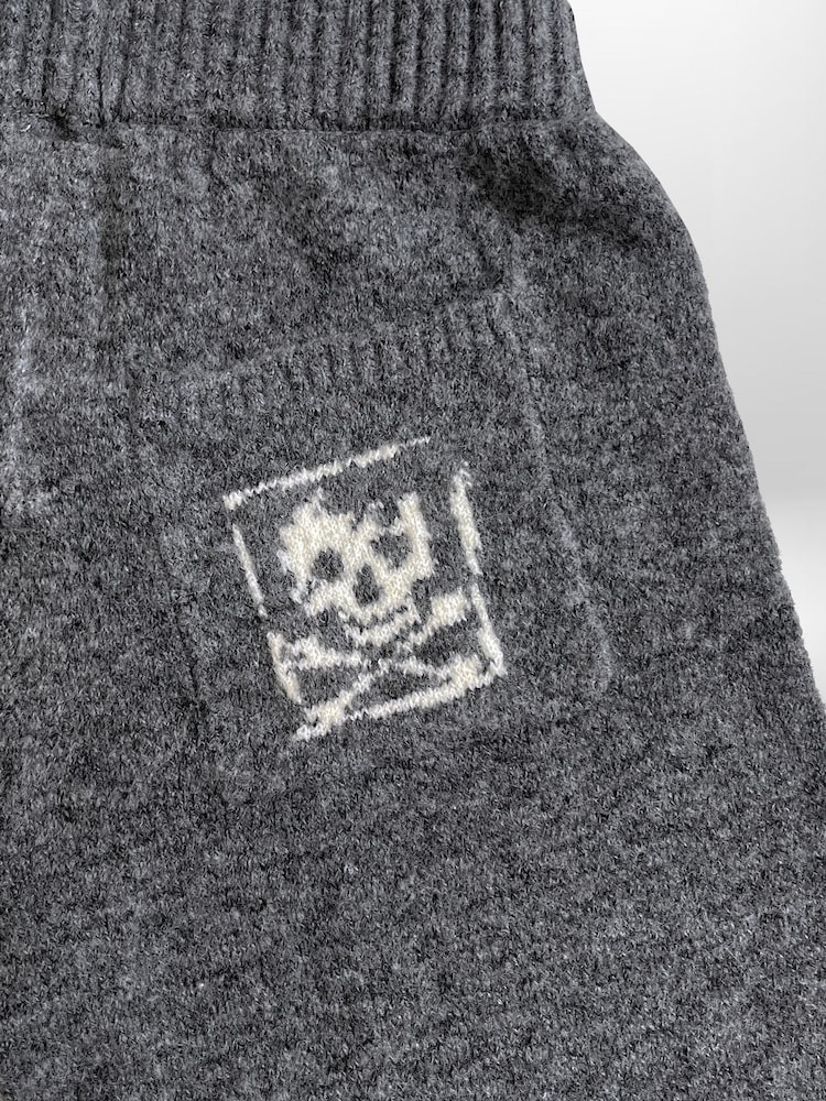 Religion Grey Skully Knitted Joggers With Small Skull & Crossbone Contrast Logo - Image 5 of 5
