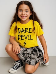 Religion Yellow Dare Devil Slogan T-Shirt With Lightning Bolt - Image 1 of 4