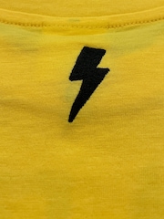 Religion Yellow Dare Devil Slogan T-Shirt With Lightning Bolt - Image 4 of 4