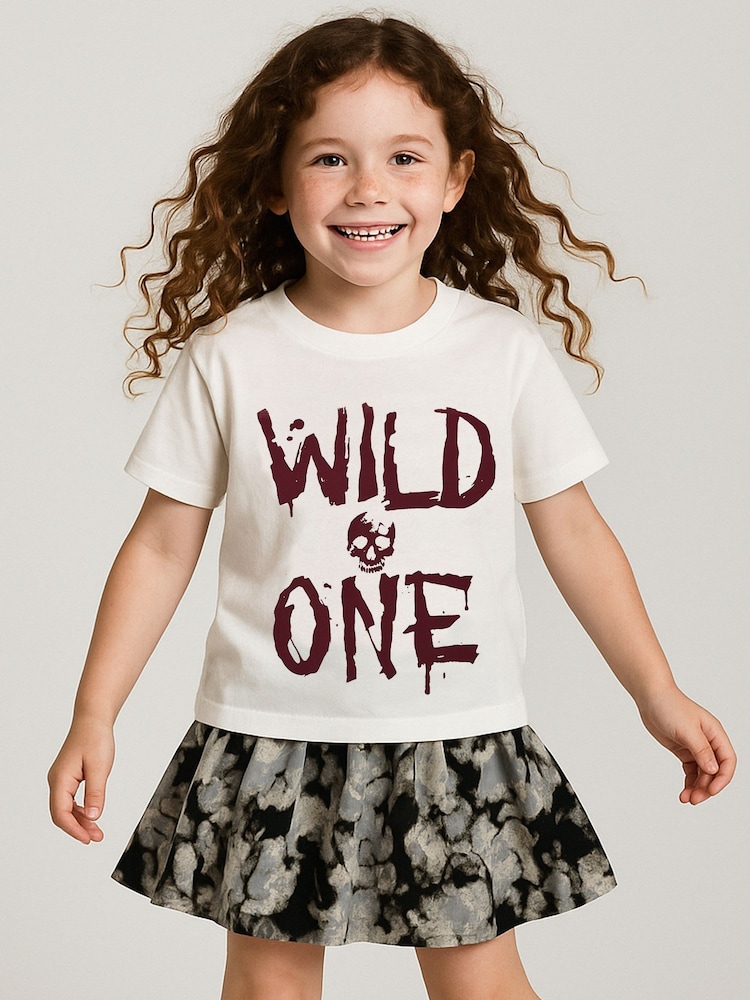 Religion White Wild One T-Shirt With Bold Contrast Slogan And Skull - Image 1 of 4