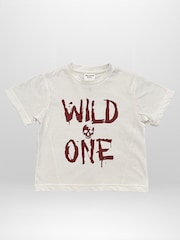 Religion White Wild One T-Shirt With Bold Contrast Slogan And Skull - Image 2 of 4
