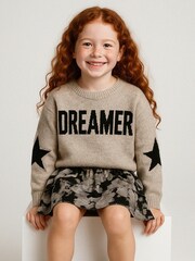 Religion Pink Dreamer Slogan Jumper With Star Elbow Patches - Image 1 of 1