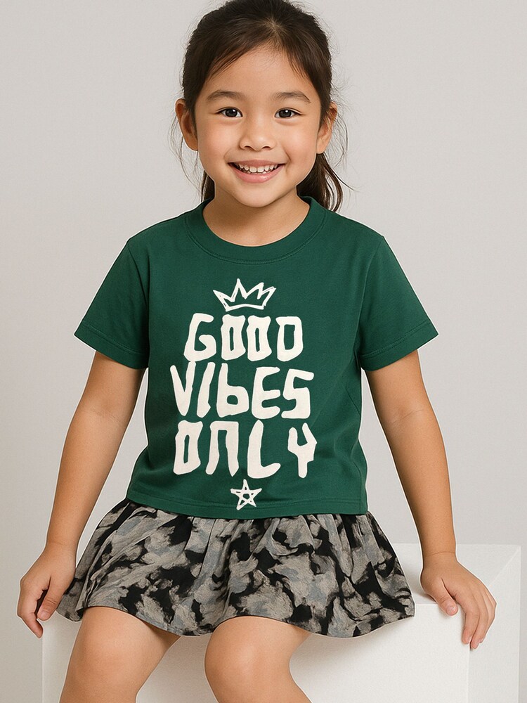 Religion Green Good Vibes T-Shirt With Contrast Slogan - Image 1 of 4 Religion Green Good Vibes T-Shirt With Contrast Slogan - Image 1 of 4