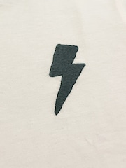 Religion White Lightning Bolt T-Shirt With Contrast Rib Neck Line And Logo On Chest - Image 4 of 4