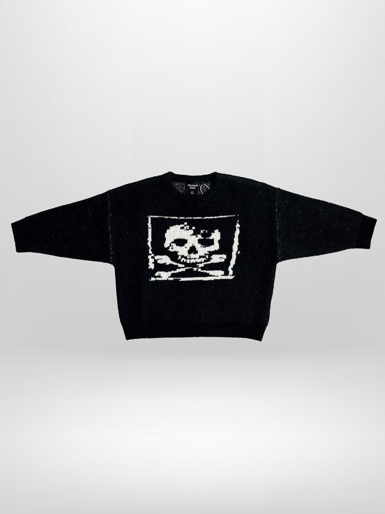 Religion Black Skully Jumper With White Intarsia Skull And Crossbone - Image 4 of 4