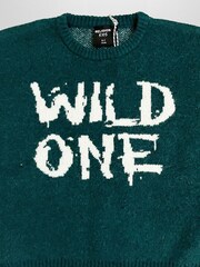 Religion Green Wild One Crew Neck Slogan Jumper With Contrast Writing - Image 2 of 4