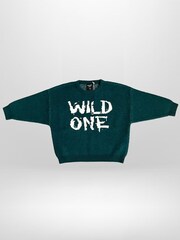 Religion Green Wild One Crew Neck Slogan Jumper With Contrast Writing - Image 4 of 4