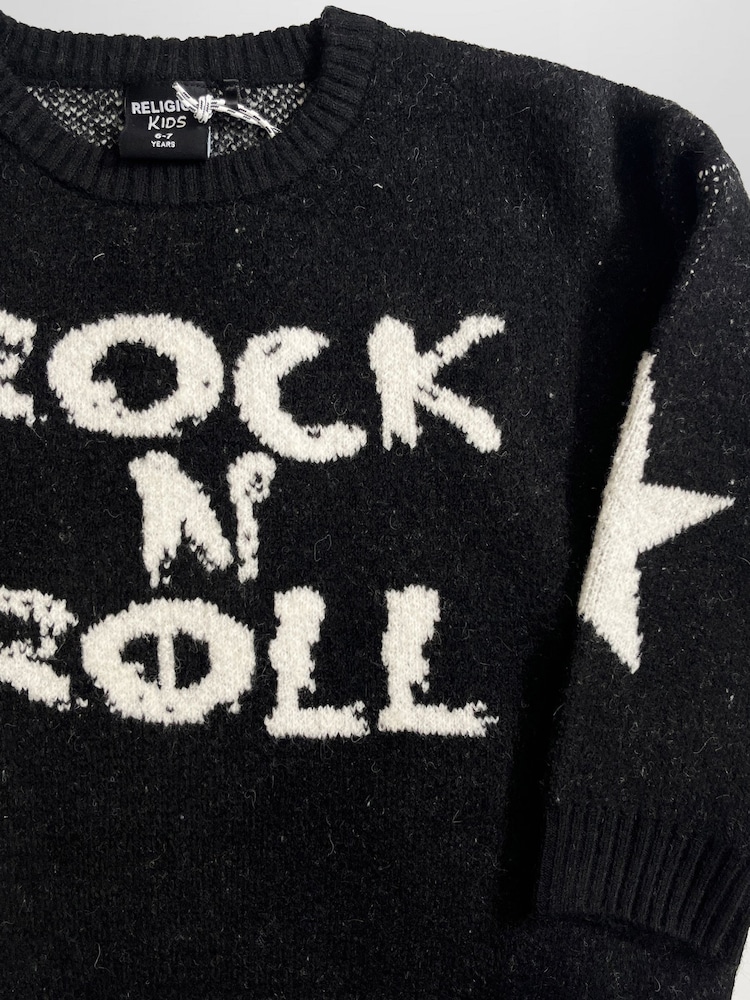 Religion Black Rock N Roll Slogan Jumper With Stars - Image 2 of 4 Religion Black Rock N Roll Slogan Jumper With Stars - Image 2 of 4