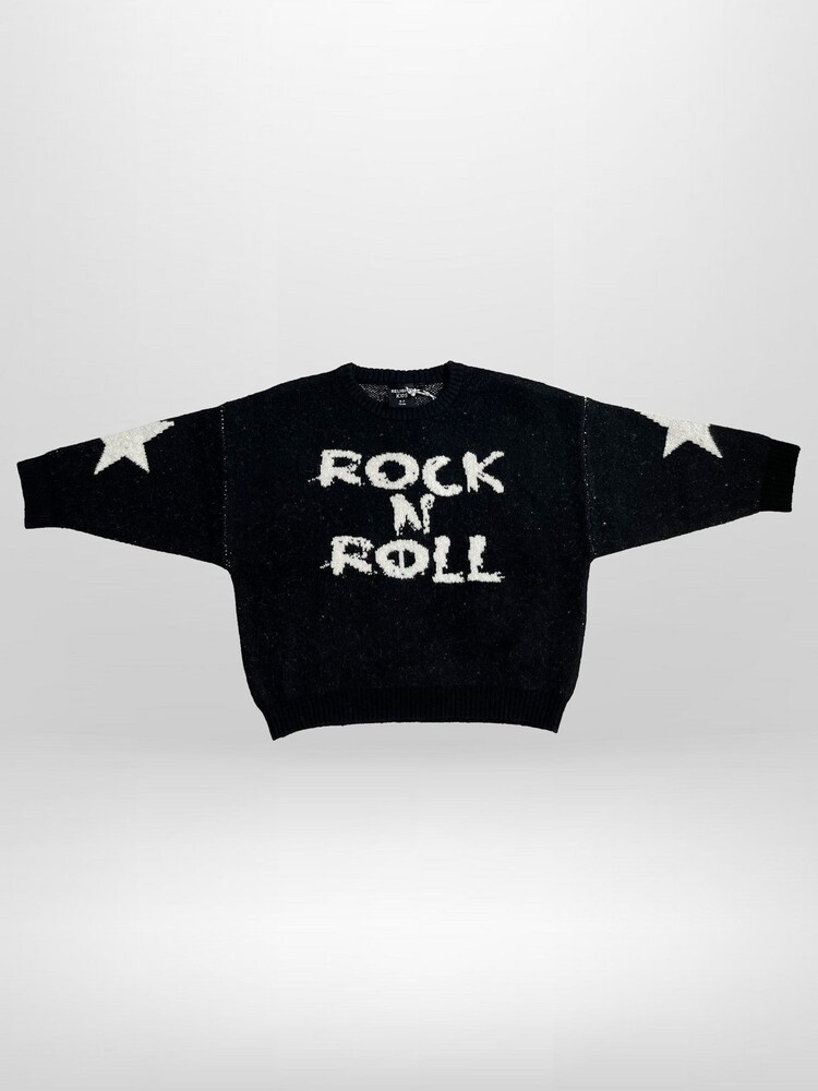 Religion Black Rock N Roll Slogan Jumper With Stars - Image 4 of 4