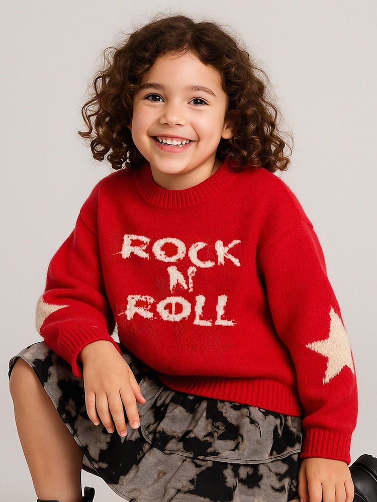 Religion Red Rock N Roll Slogan Jumper With Stars - Image 2 of 5