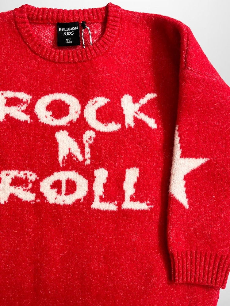 Religion Red Rock N Roll Slogan Jumper With Stars - Image 4 of 4 Religion Red Rock N Roll Slogan Jumper With Stars - Image 4 of 4