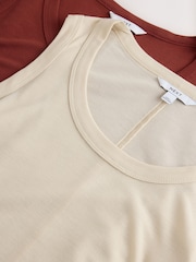 Rust/Cream Premium Tencel Scoop Vest 2 Pack - Image 8 of 9