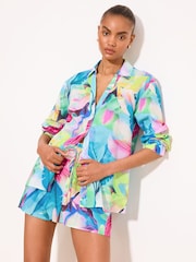 Lipsy Blue Summer Print Swirl Print Beach Shirt - Image 1 of 5