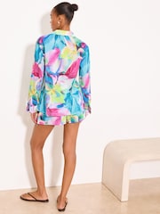 Lipsy Blue Summer Print Swirl Print Beach Shirt - Image 4 of 5