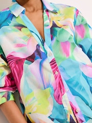 Lipsy Blue Summer Print Swirl Print Beach Shirt - Image 5 of 5