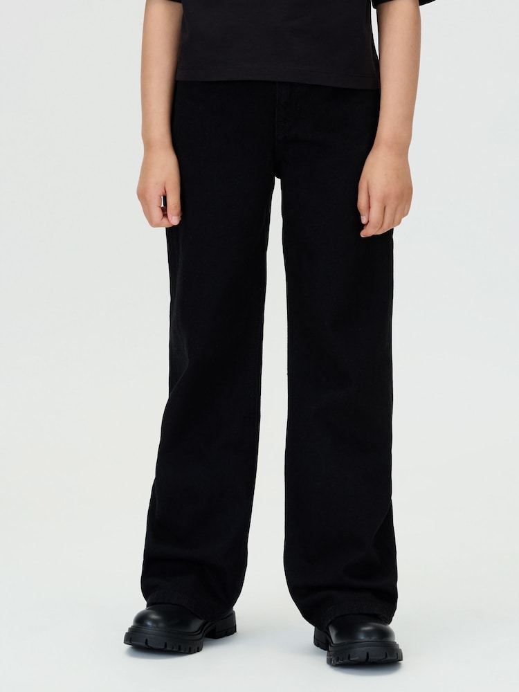 Calvin Klein Black High Rise Wide Leg Jeans - Image 1 of 6 Calvin Klein Black High Rise Wide Leg Jeans - Image 1 of 6