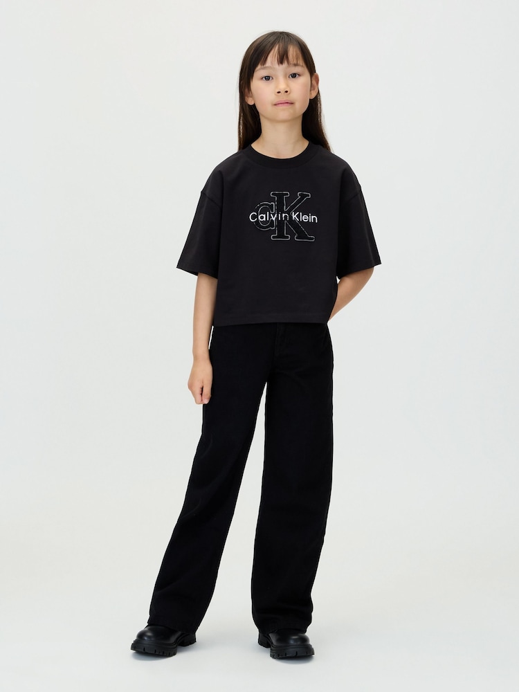 Calvin Klein Black High Rise Wide Leg Jeans - Image 2 of 6 Calvin Klein Black High Rise Wide Leg Jeans - Image 2 of 6
