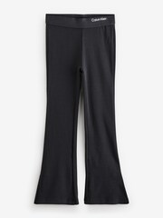 Calvin Klein Black Flared Ribbed Logo Trousers - Image 1 of 1