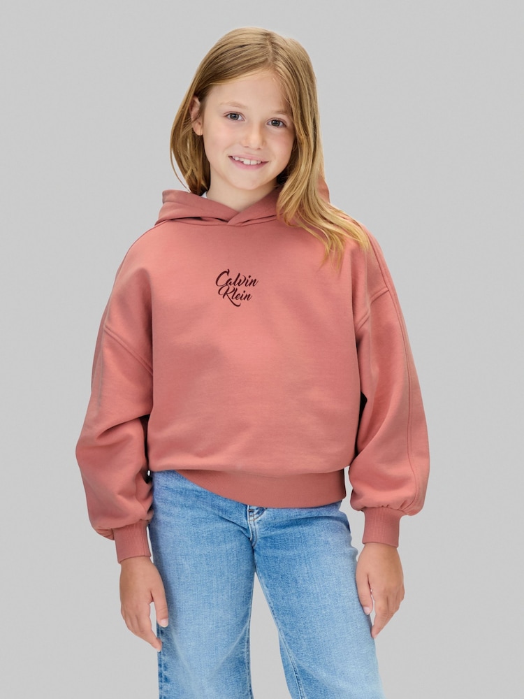 Calvin Klein Pink Logo Hoodie - Image 1 of 5 Calvin Klein Pink Logo Hoodie - Image 1 of 5