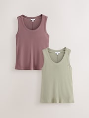 Green/Purple Premium Tencel Scoop Vest 2 Pack - Image 1 of 14