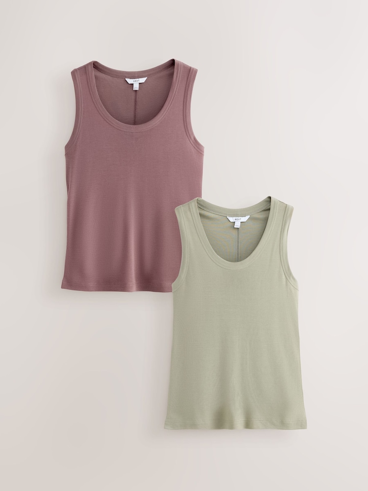 Green/Purple Premium Tencel Scoop Vest 2 Pack - Image 1 of 14