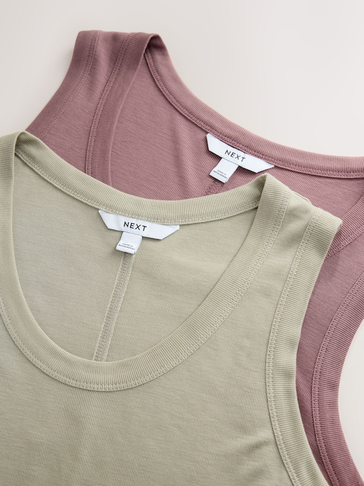 Green/Purple Premium Tencel Scoop Vest 2 Pack - Image 14 of 14