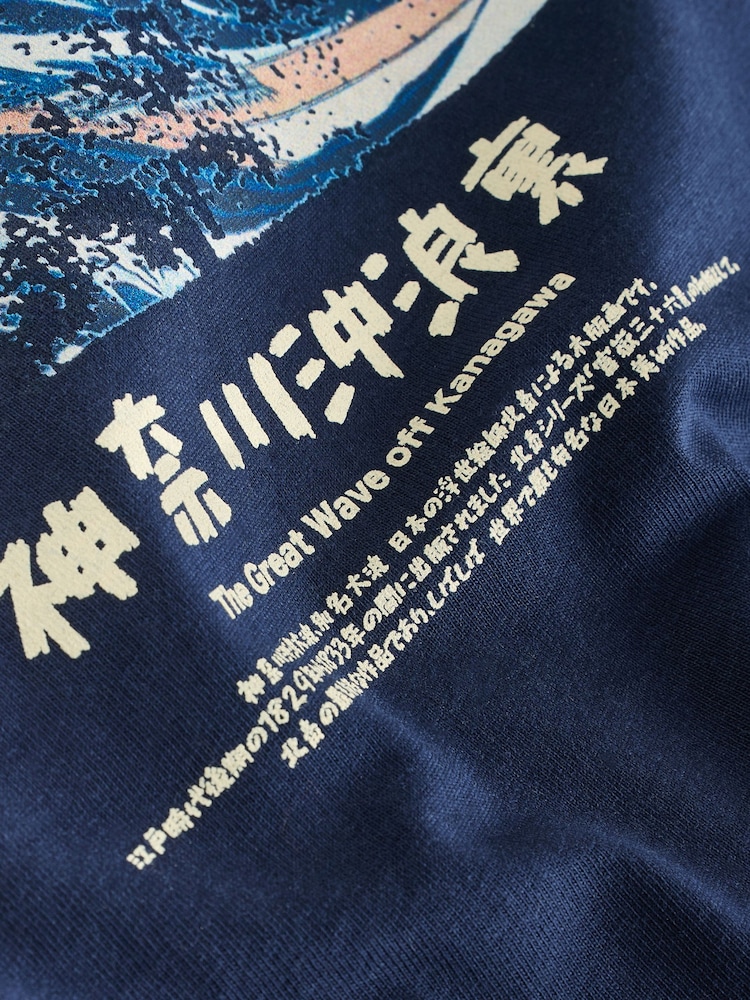 Blue Hokusai Wave T-Shirt (3-16yrs) - Image 4 of 4