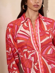 Lipsy Pink Swirl Print Beach Shirt - Image 4 of 5