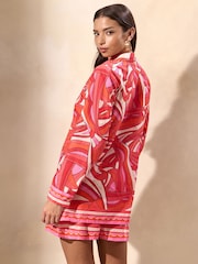 Lipsy Pink Swirl Print Beach Shirt - Image 5 of 5