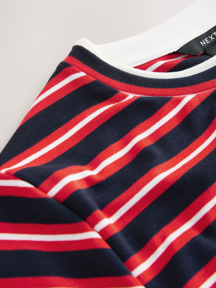 Red/Blue Stripe Short Sleeve Layered Crew Neck T-Shirt - Image 2 of 3