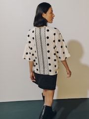 Cream Boxy Elbow Sleeve Crew Neck T-Shirt - Image 3 of 7