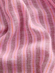 Pink Stripe Flutter Sleeve Button Front Top With Linen - Image 8 of 8