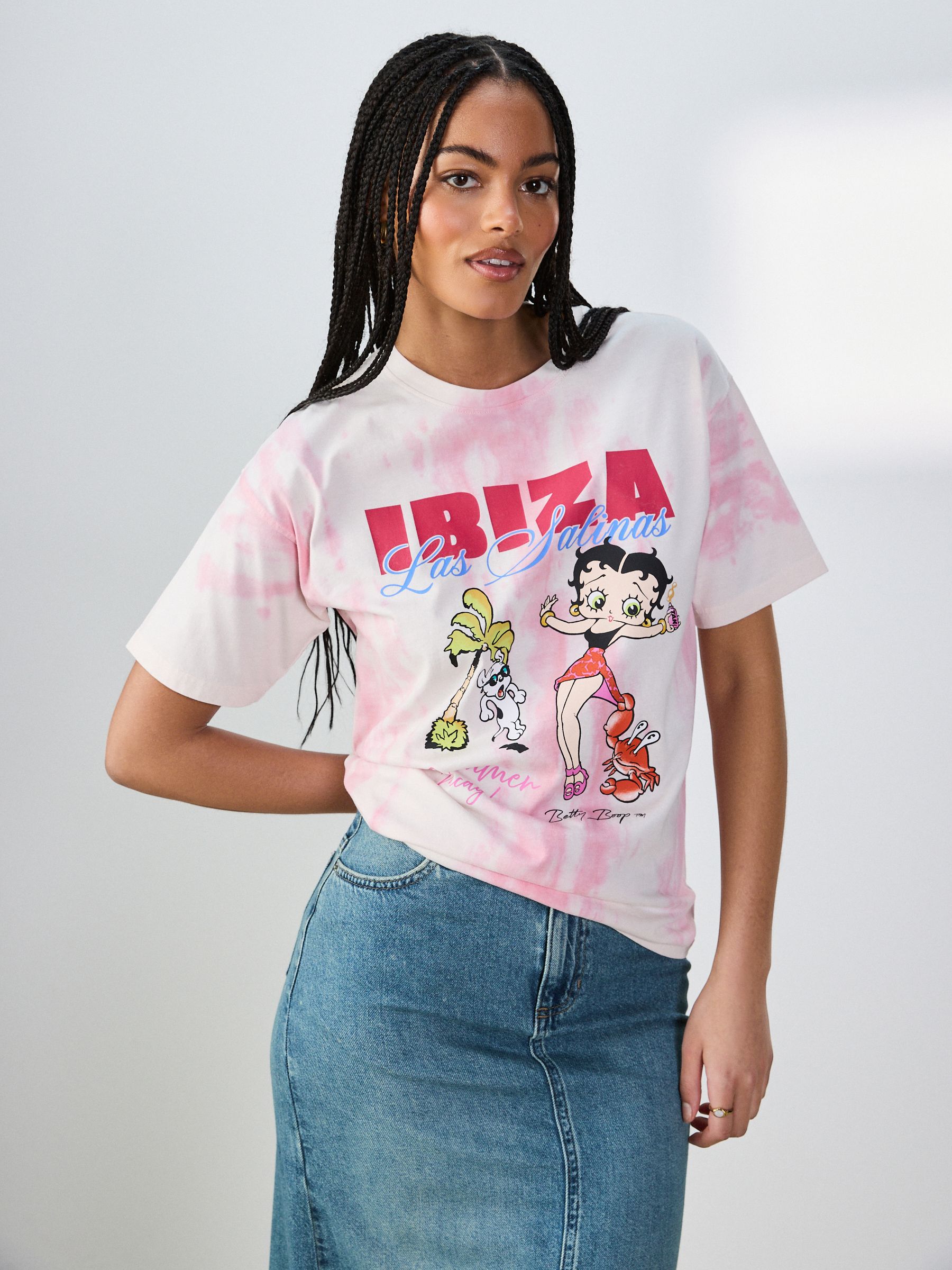Buy Pink Official Betty Boop Licence Graphic Short Sleeve Crew