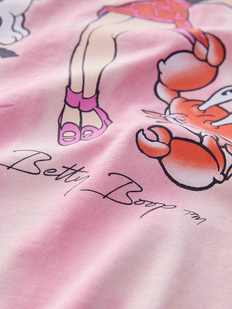 Pink Official Betty Boop Licence Graphic Short Sleeve Crew Neck T-Shirt - Image 6 of 6