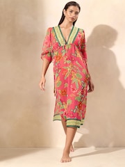 Lipsy Pink Petite Chelsea China Printed Maxi Kaftan - Image 2 of 4