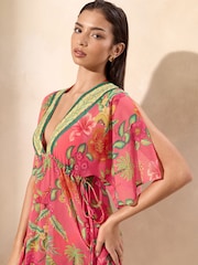Lipsy Pink Petite Chelsea China Printed Maxi Kaftan - Image 3 of 4