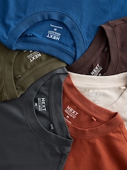 Blue/Green/Grey/Orange/White/Brown Regular Fit Essential Cotton T-Shirts 6 Pack - Image 9 of 9