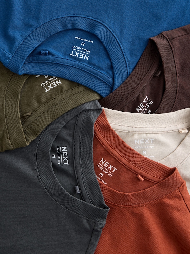 Blue/Green/Grey/Orange/White/Brown - Стандартний крій - Essential Cotton футболки 6 Pack - Image 9 of 9 Blue/Green/Grey/Orange/White/Brown - Стандартний крій - Essential Cotton футболки 6 Pack - Image 9 of 9