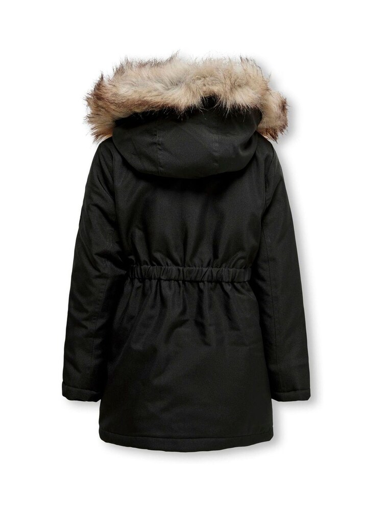ONLY KIDS Faux Fur Trim Parka Black Coat - Image 2 of 3