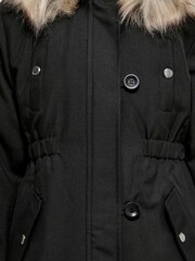 ONLY KIDS Faux Fur Trim Parka Black Coat - Image 3 of 3