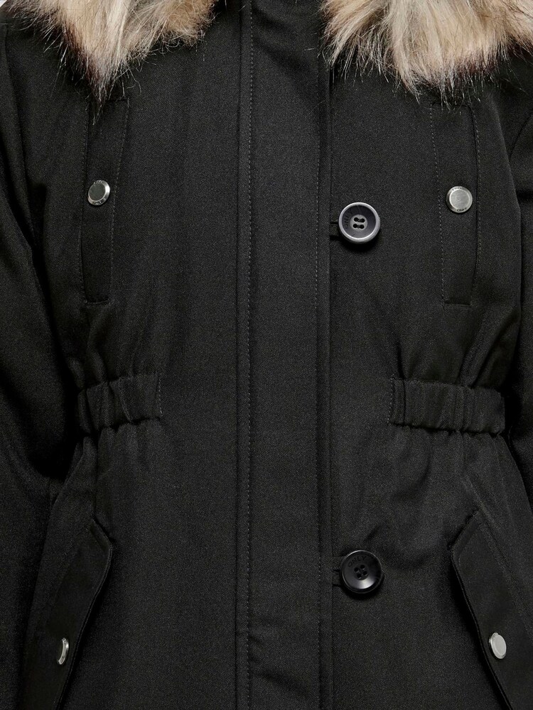 ONLY KIDS Faux Fur Trim Parka Black Coat - Image 3 of 3