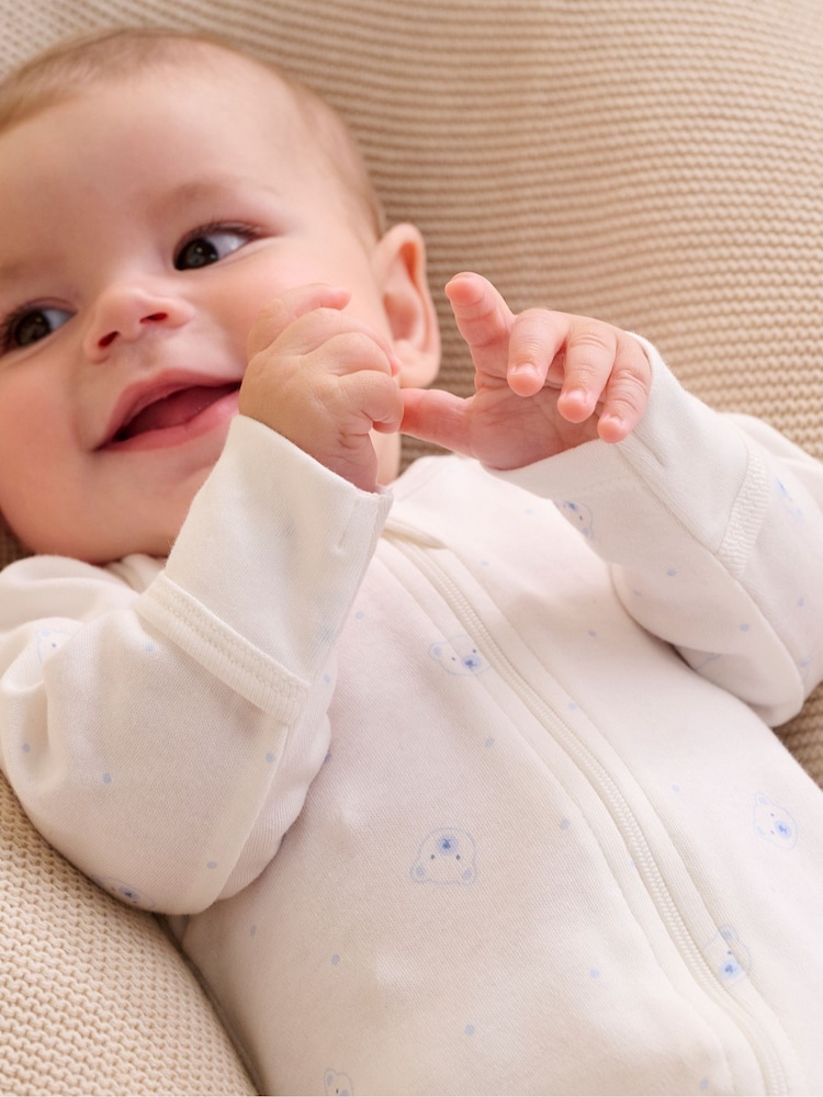Azul pálido - Pack de 2 pijamas tipo pelele con cremallera de bebé de Purebaby - Imagen 6 de 6