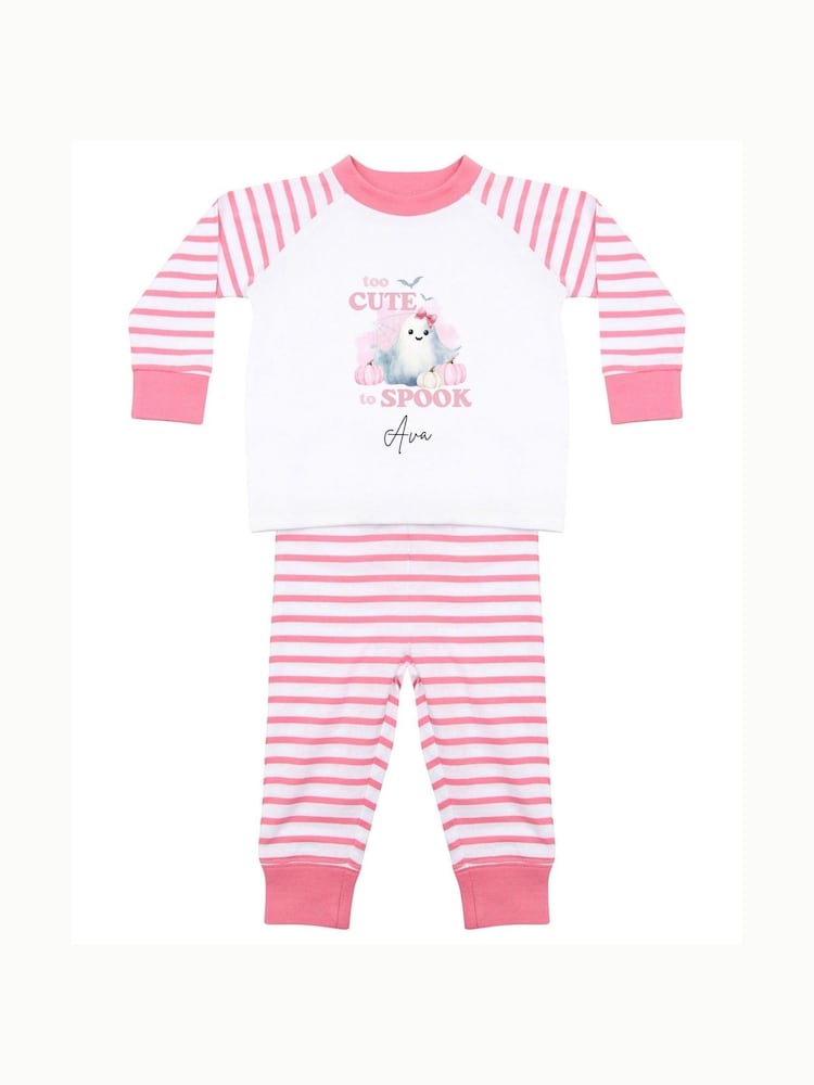 Personalised Too Cute to Spook Striped Pyjamas by Koko Blossom - Image 1 of 2