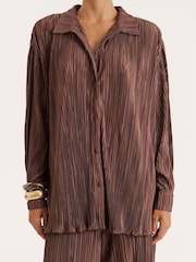4th & Reckless Brown Plisse Shirt Palais - Image 4 of 4