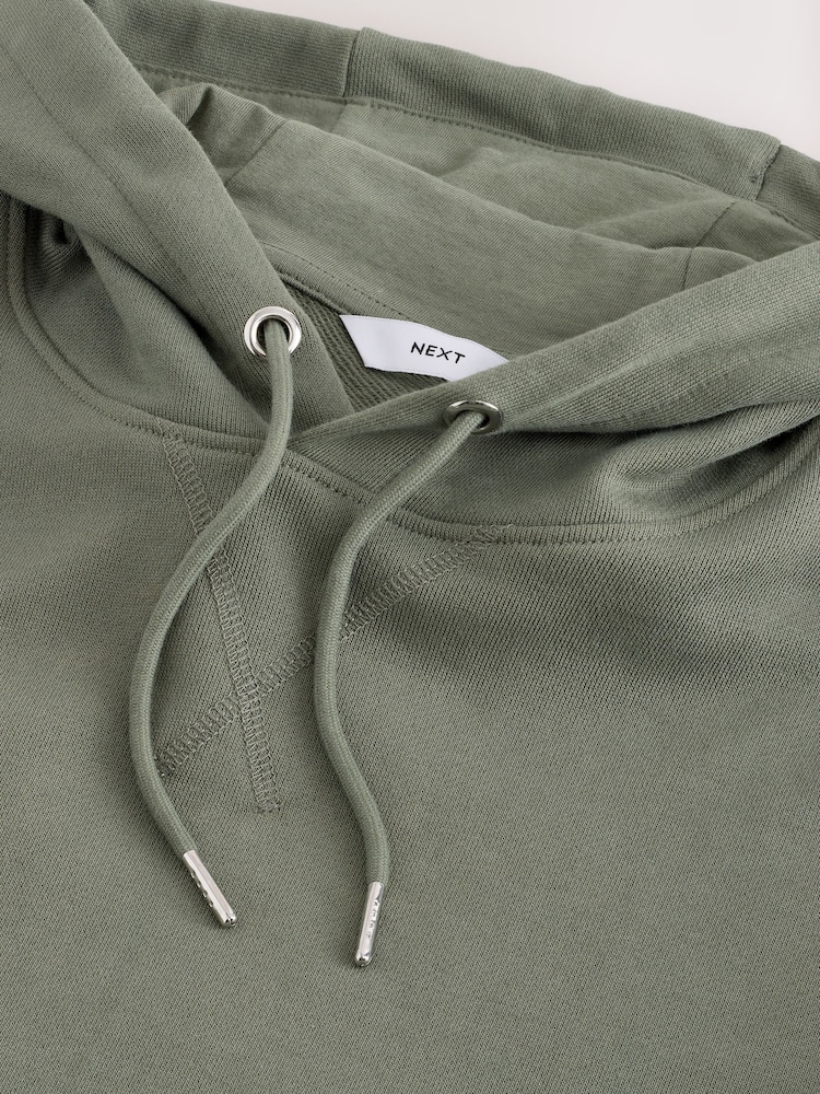 Khaki Green Cotton Rich Lightweight Jersey Hoodie - Image 3 of 3