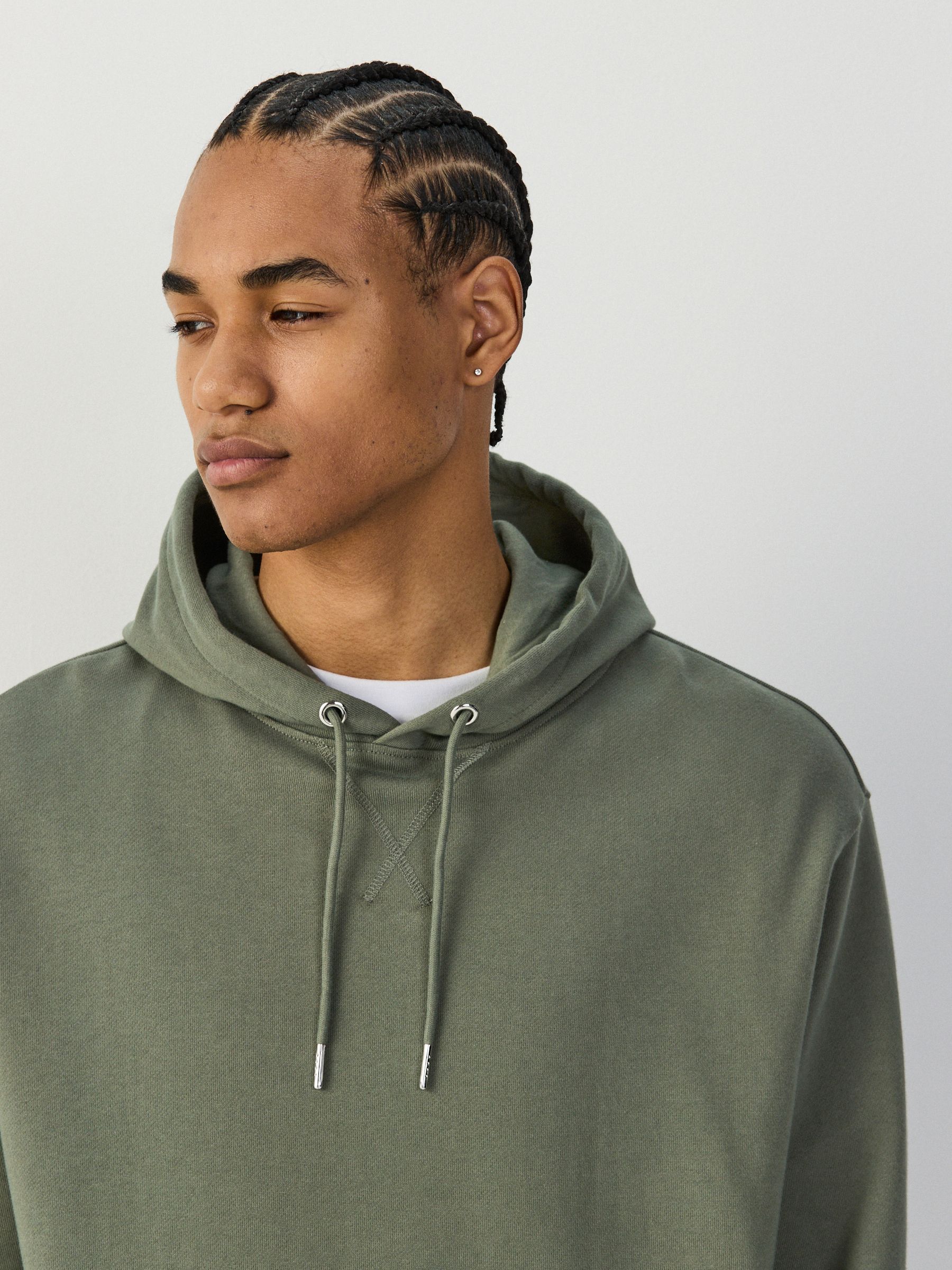 Buy Khaki Green Cotton Rich Lightweight Jersey Hoodie from the