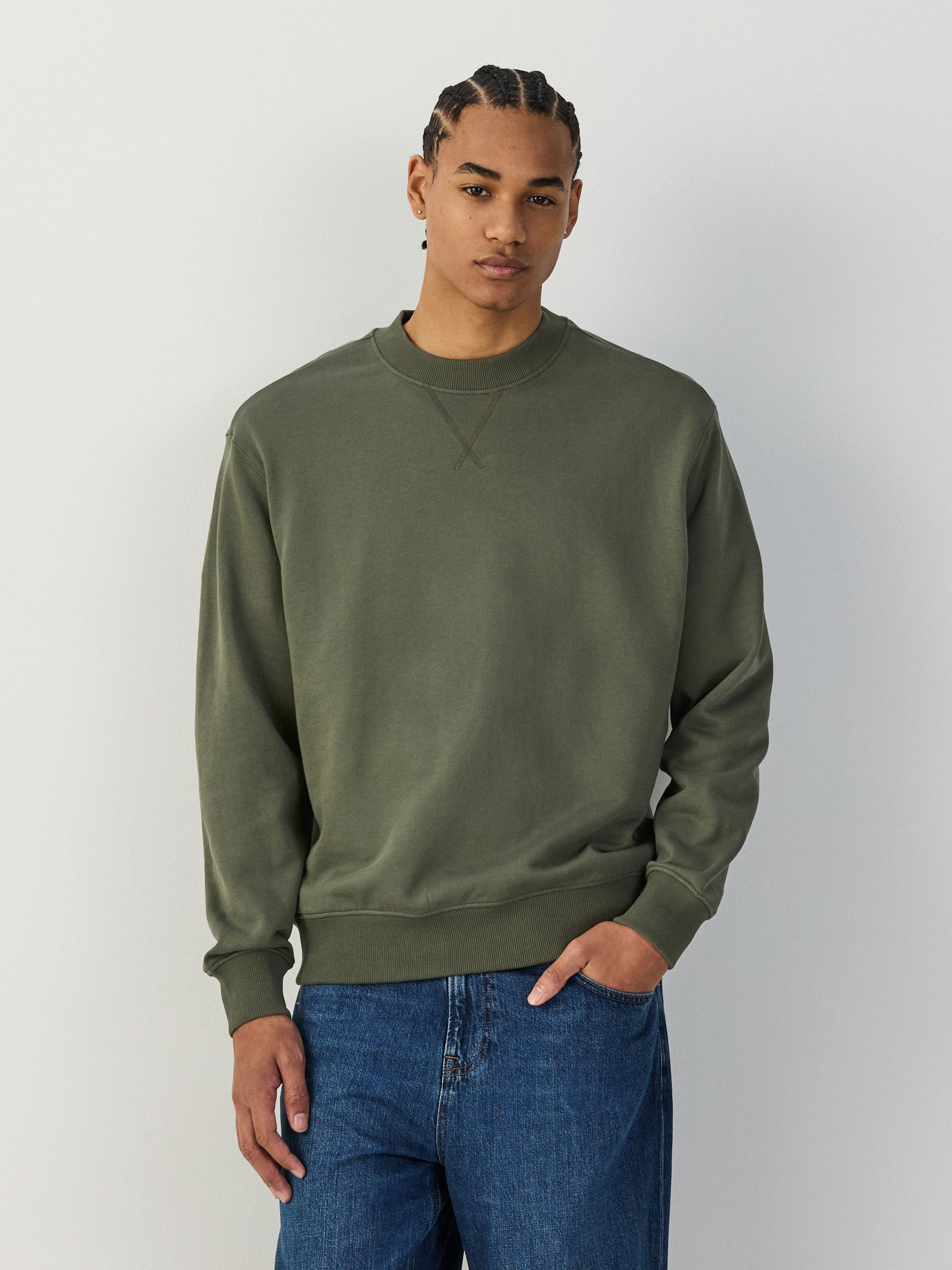 Buy Колір хакі - Cotton Rich Lightweight Jersey Crew Sweatshirt з