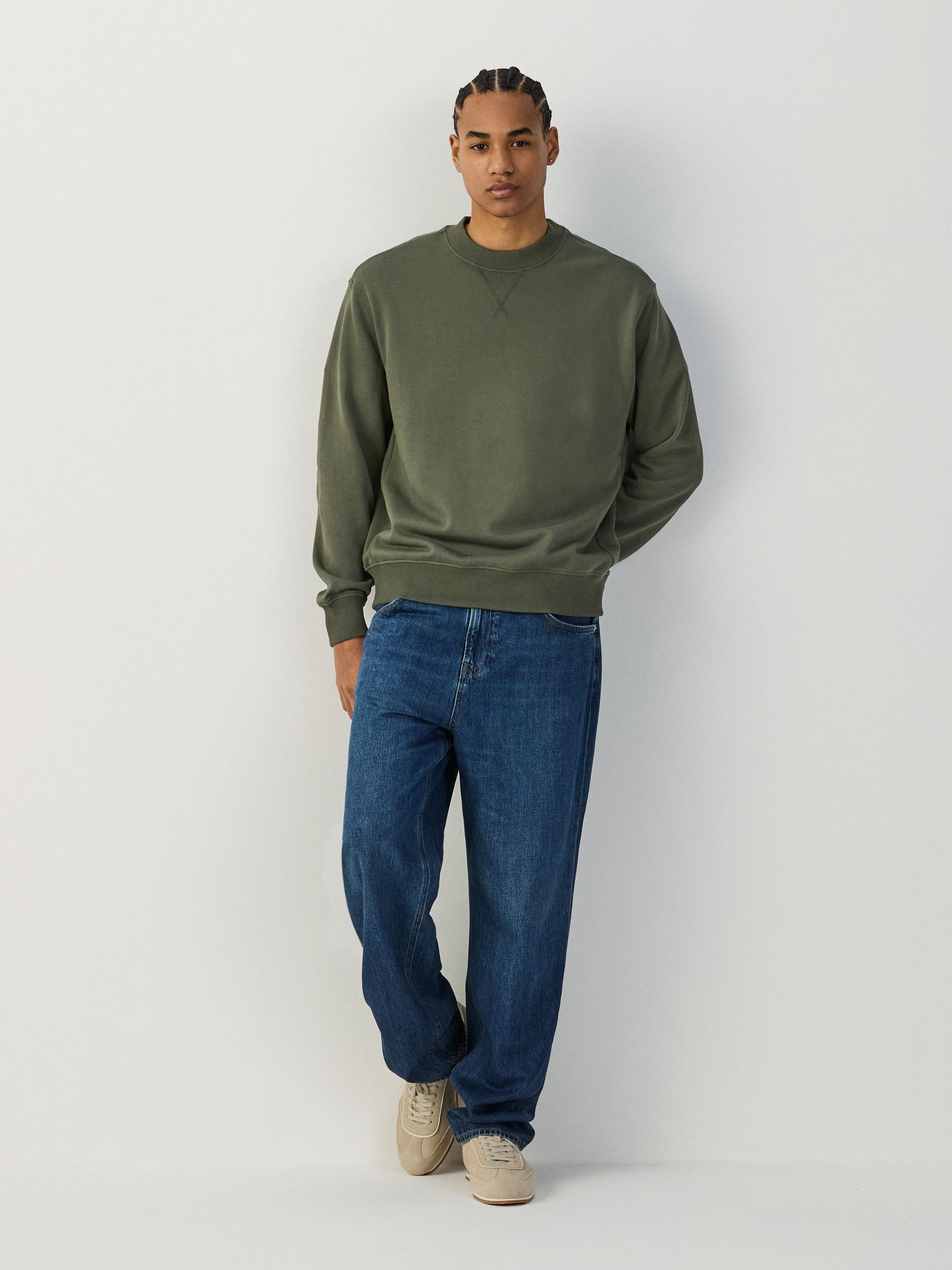Buy Колір хакі - Cotton Rich Lightweight Jersey Crew Sweatshirt з
