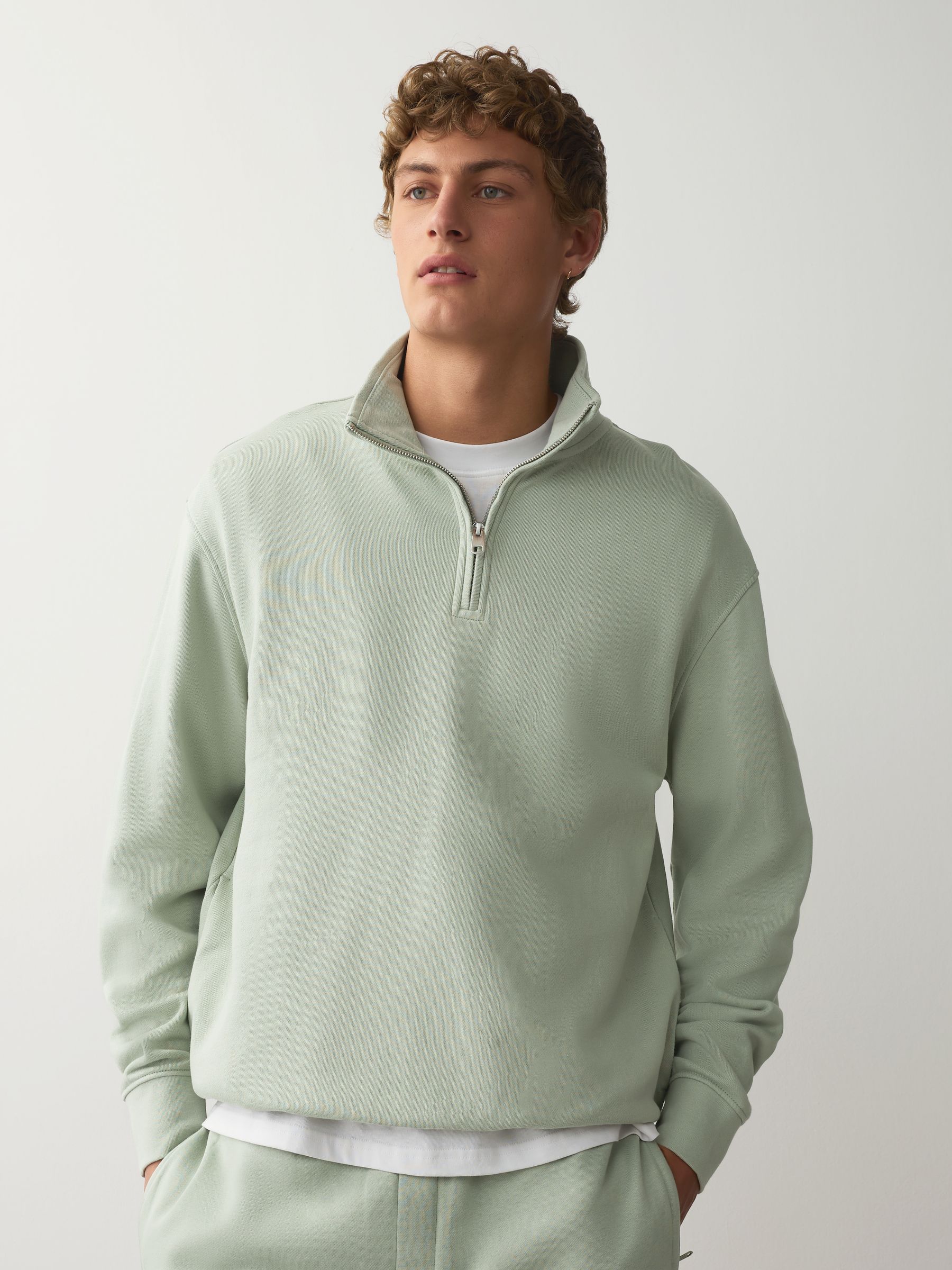 Comprar Verde sálvia - Moletom leve de malha rica em algodão com