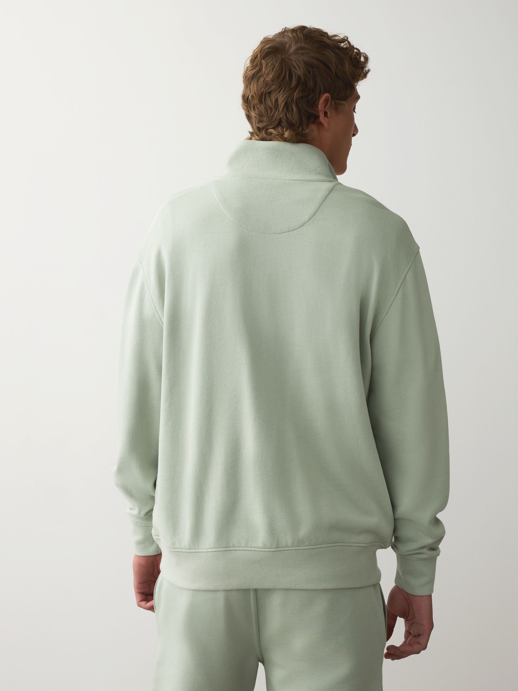 Buy Sage Green Cotton Rich Lightweight Jersey Quarter Zip